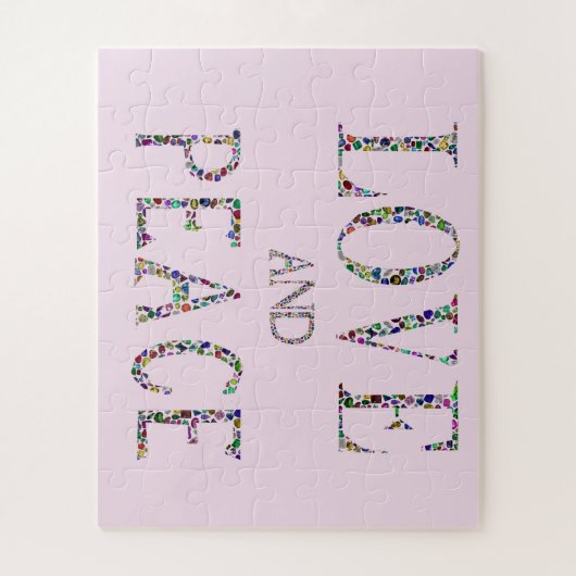 Liebe und Frieden - Gemstone Lettern Design Puzzle (Vertikal)
