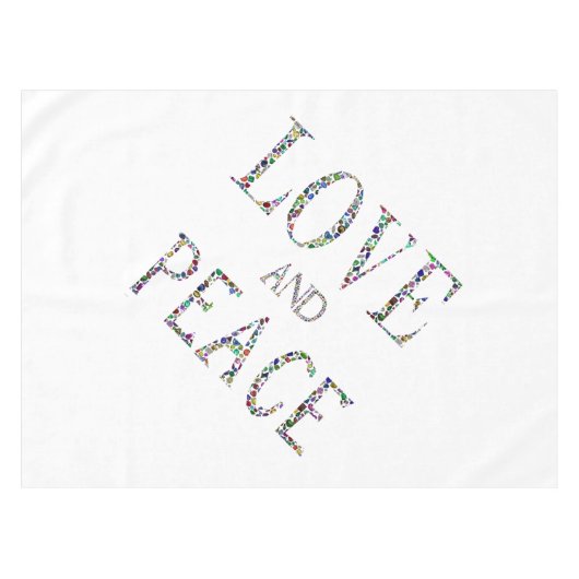 Liebe und Frieden - Gemstone Lettern Design Tischdecke (Vorderseite (Horizontal))