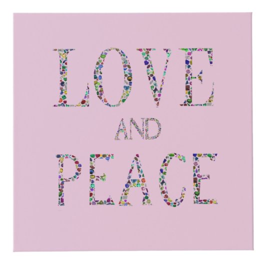 Liebe und Frieden - Gemstone Lettern Design Würfel (Vorderseite)