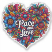 Liebe und Frieden im blorischen Stil Aufkleber (Vorderseite)