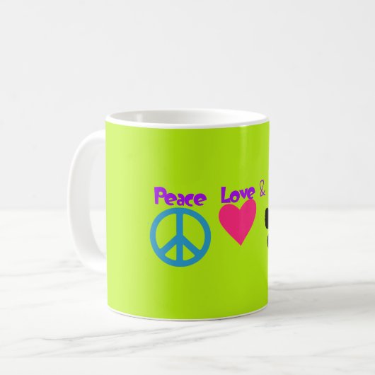 Liebe und Frieden Kaffeetasse (Vorderseite Links)