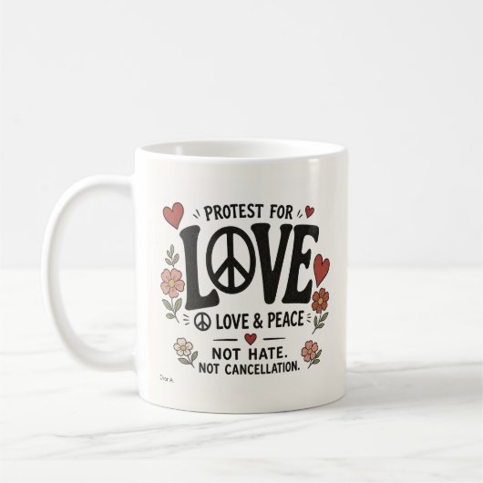 Liebe und Frieden Kaffeetasse (Links)