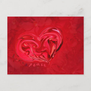 Liebe und Frieden Postcard Rotes Herz Postkarte