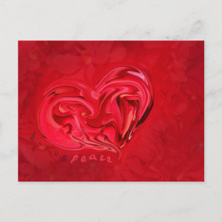 Liebe und Frieden Postcard Rotes Herz Postkarte