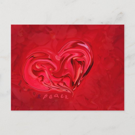 Liebe und Frieden Postcard Rotes Herz Postkarte (Vorderseite)
