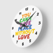 Liebe und Frieden Runde Wanduhr (Winkel)