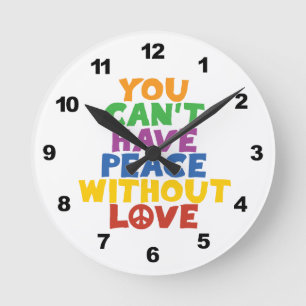 Liebe und Frieden Runde Wanduhr