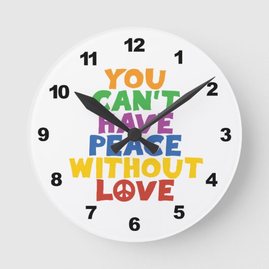 Liebe und Frieden Runde Wanduhr (Vorderseite)