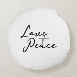 Liebe und Frieden Rundes Kissen