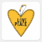 Liebe und Frieden stimulieren ・ Gelb ・ Quadratischer Aufkleber (Vorderseite)