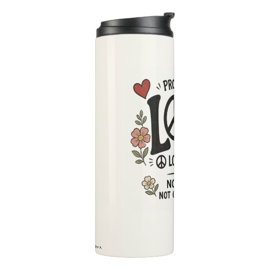 Liebe und Frieden Thermosbecher (Nach links gedreht)