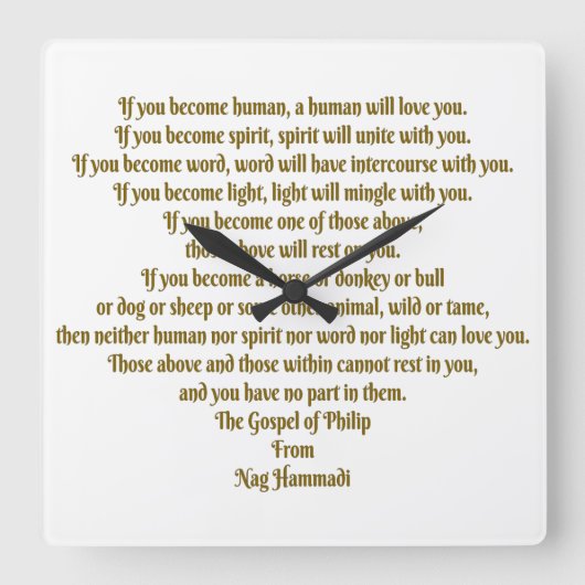 Liebe und Geist Quadratische Wanduhr (Vorderseite)