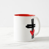 Liebe und Glaubensherz Kreuz Christlicher religiös Zweifarbige Tasse (VorderseiteRechts)