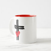 Liebe und Glaubensherz Kreuz Christlicher religiös Zweifarbige Tasse (Vorderseite Links)