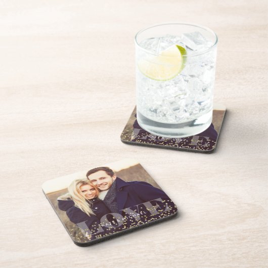 Liebe und Glitzern Foto Getränkeuntersetzer (Rechte Seite)