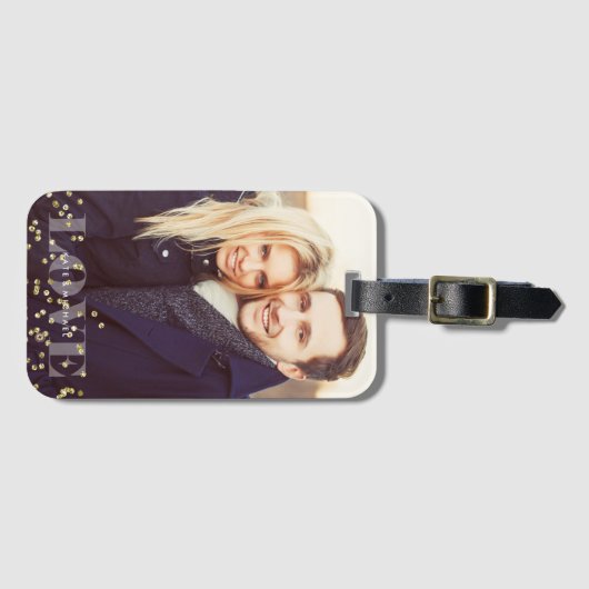 Liebe und Glitzern überlagern Benutzerdefiniertes Gepäckanhänger (Vorderseite (Horizontal))