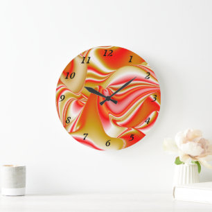 Liebe und Gold Abstrakt 3D Rainbowart Große Wanduhr