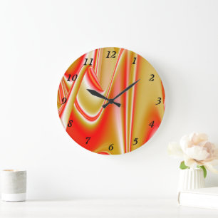 Liebe und Gold Abstrakt 3D Rainbowart Große Wanduhr