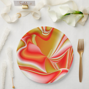 Liebe und Gold Abstrakt 3D Rainbowart Pappteller