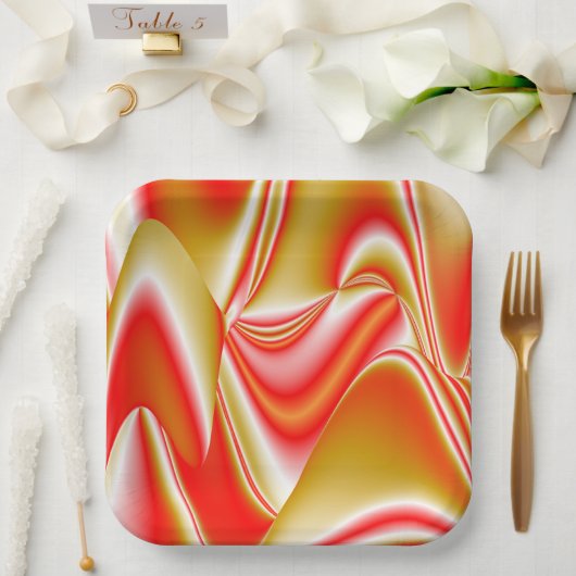 Liebe und Gold Abstrakt 3D Rainbowart Pappteller (Hochzeit)