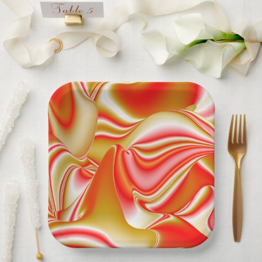 Liebe und Gold Abstrakt 3D Rainbowart Pappteller (Hochzeit)