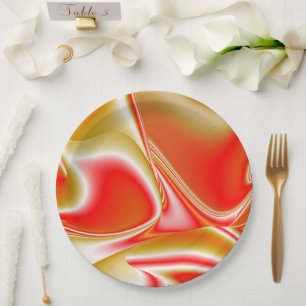 Liebe und Gold Abstrakt 3D Rainbowart Pappteller