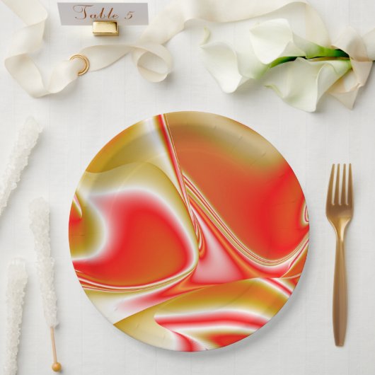 Liebe und Gold Abstrakt 3D Rainbowart Pappteller (Hochzeit)