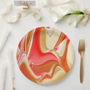 Liebe und Gold Abstrakt 3D Rainbowart Pappteller