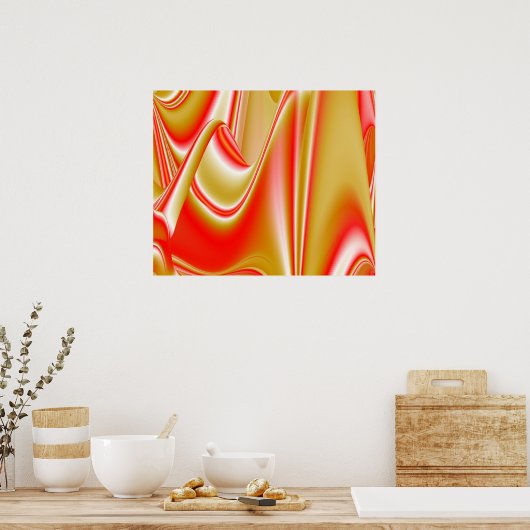 Liebe und Gold Abstrakt 3D Rainbowart Poster (Küche)