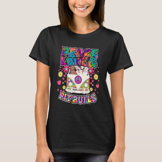 Liebe und Grubenschalen Hippie Beatnik Hund T-Shirt (Vorderseite)