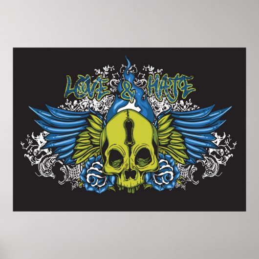 Liebe und Hass-Skull-Poster Poster (Vorne)