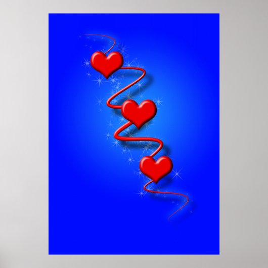 Liebe und Herz auf blau Poster (Vorne)