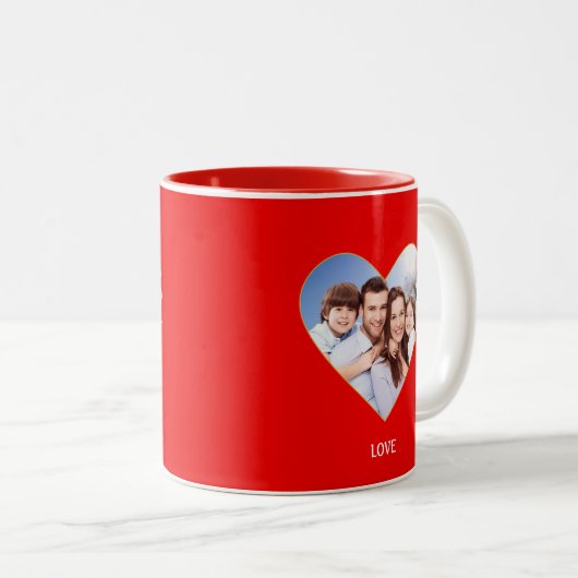 Liebe und Herz der Familie mit Blume auf Rot Zweifarbige Tasse (VorderseiteRechts)