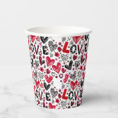 Liebe und Herz Doodle Art Valentine Pappbecher (Vorderseite)