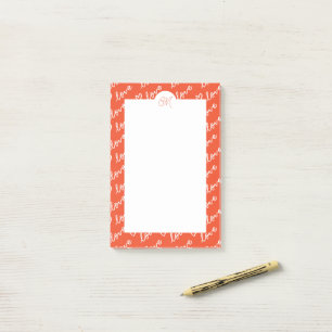 Liebe- und Herz-Doodles mit Monogramm Post-it Klebezettel