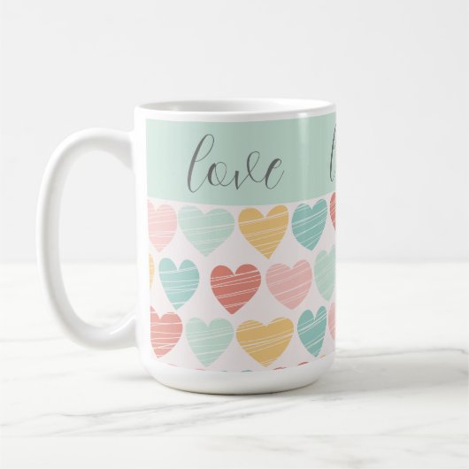 Liebe und Herz Farbenfrohe Tasse (Links)