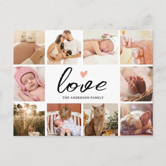 Liebe und Herz für einfache Chic Fotocollage Viele Postkarte (Vorderseite)