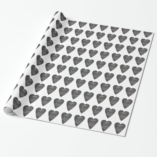 Liebe und Herz in Kreide Tafel Muster Geschenkpapier (Ungerollt)