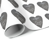 Liebe und Herz in Kreide Tafel Muster Geschenkpapier (Rolleneckpunkt)