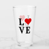 LIEBE und Herz Minimalistisch Elegant Glas (Vorderseite)