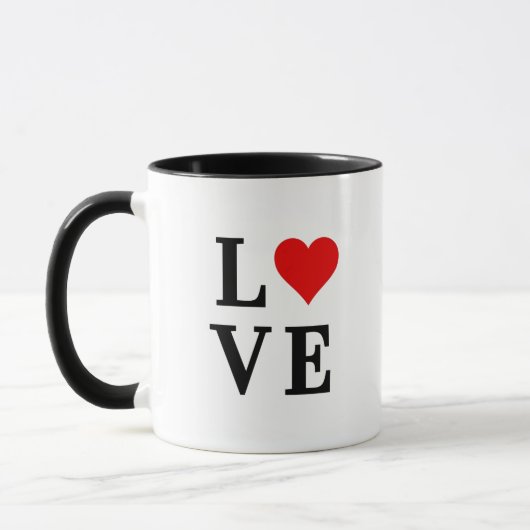 LIEBE und Herz Minimalistisch Elegant Tasse (Links)