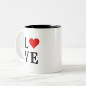 LIEBE und Herz Minimalistisch Elegant Zweifarbige Tasse (Vorderseite Links)