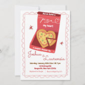 Liebe und Herz Pizza Couple Brautparty Einladung (Vorderseite)