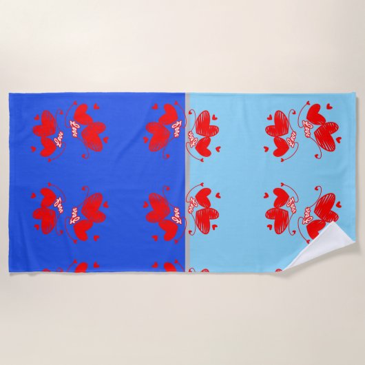 Liebe und Herz romantisches Design Strandtuch (Vorderseite)