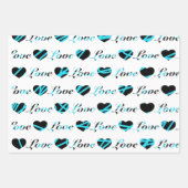 Liebe und Herz, schwarz-weiß, Packpapier Geschenkpapier Set (Vorderseite 2)