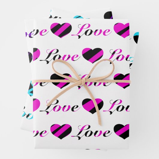 Liebe und Herz, schwarz-weiß, Packpapier Geschenkpapier Set (Beispiel)