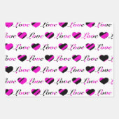 Liebe und Herz, schwarz-weiß, Packpapier Geschenkpapier Set (Vorderseite)