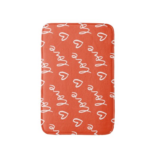 Liebe und Herz zeichnend im roten Hintergrund Badematte (Vorderseite Vertikal)