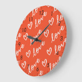 Liebe und Herzdoodles - rot Große Wanduhr (Winkel)