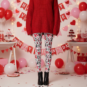Liebe und Herzen Doodle Kunst Valentinstag Leggings